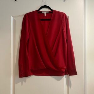 BCBGeneration Red Long Sleeve Wrap Blouse